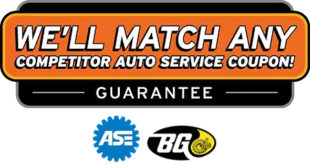 We'll match any competitor auto service coupon guarantee